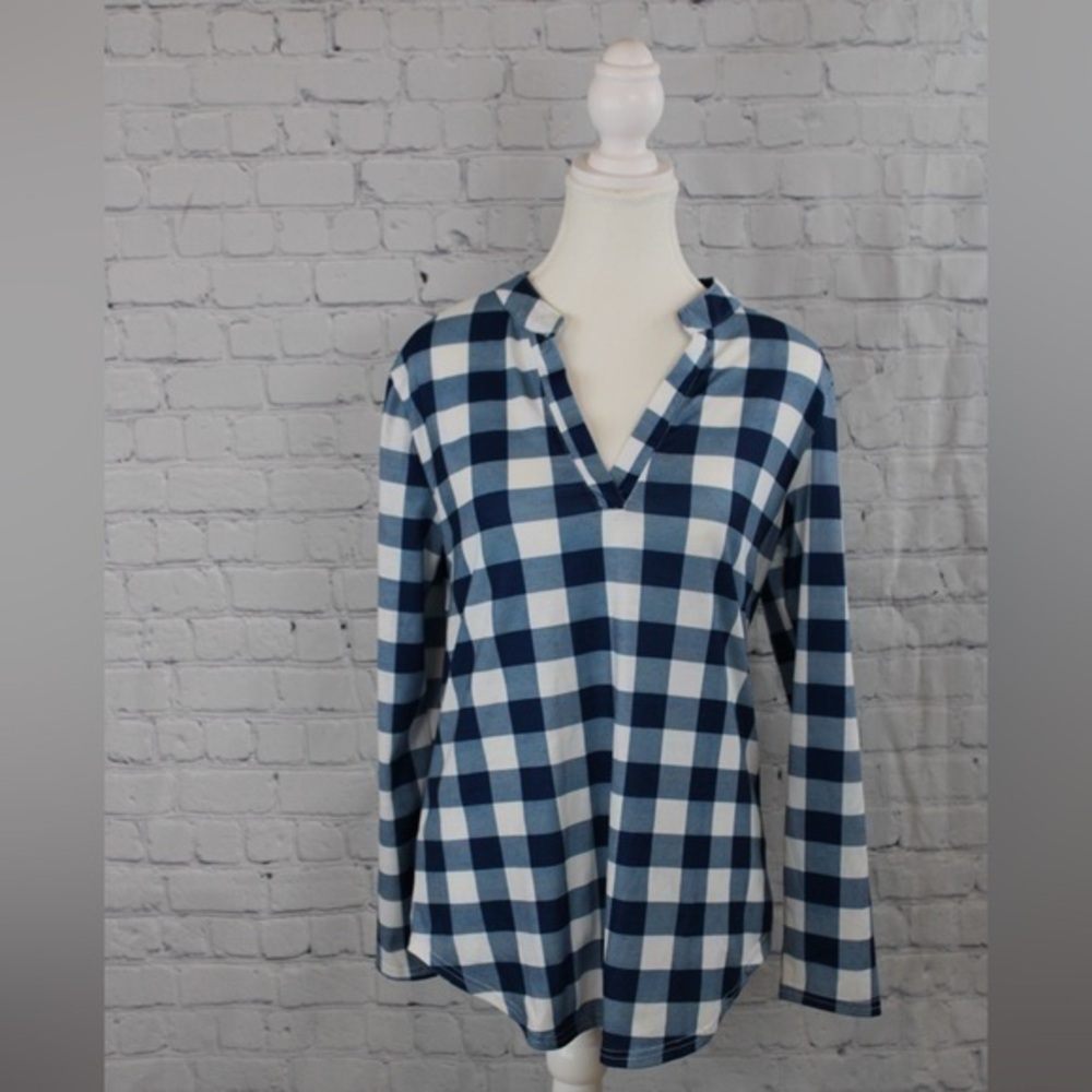 WORN ONCE YOINS BLUE AND WHITE GINGHAM BLOUSE - Size Small SKU:203
